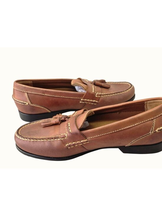 Vintage Bass Men’s Tassel Loafers Size 10.5 Brown Leather Moc Toe Shoes NEW